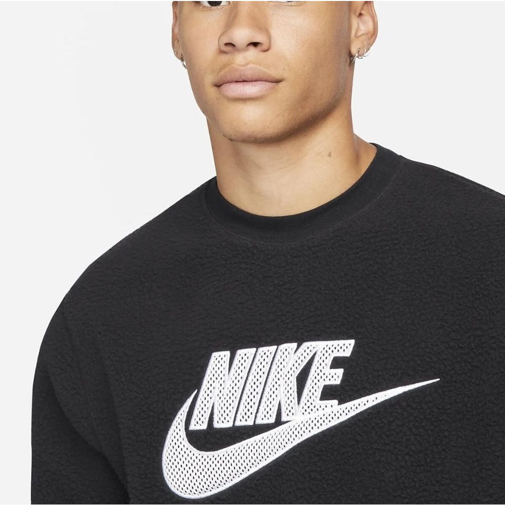 Nike Sportswear Essential Sherpa Sweatshirt Men's M Black White DD5017-010 NSW - Picture 5 of 16
